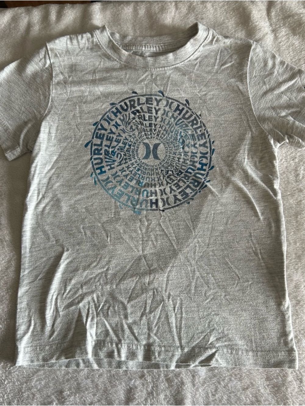 Hurley Light Gray Tee with Blue Circular Graphic